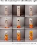 Коробка молока меняет свой цвет по мере свежести