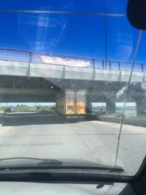 Юбилейная 150-я «Газель» застряла под мостом глупости в Петербурге