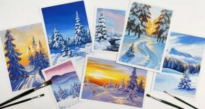Снег как холст, волшебство акрила